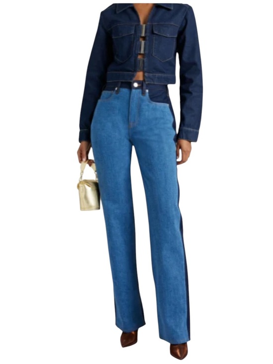 Frame Denim Denim - FRAME Blue Le Jane Contrast Patchwork Jeans size 28 excellent condition
